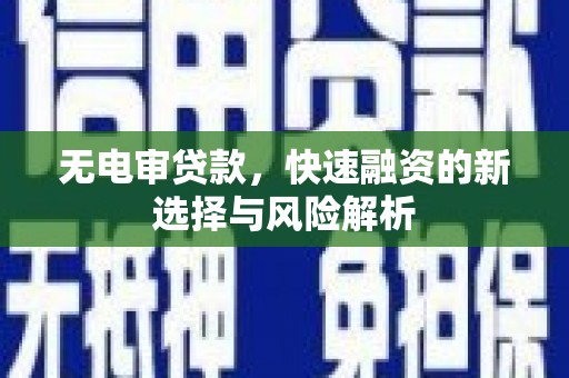 沂水无电审贷款，快速融资的新选择与风险解析