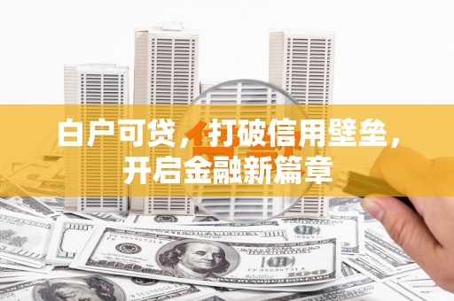 沂水白户可贷，打破信用壁垒，开启金融新篇章