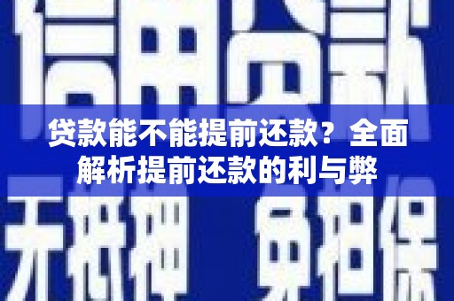 沂水贷款能不能提前还款？全面解析提前还款的利与弊